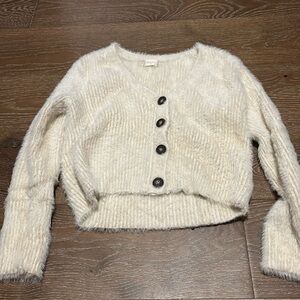 altar’d State White Fluffy Sweater/Cardigan